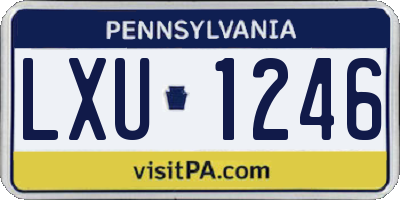 PA license plate LXU1246