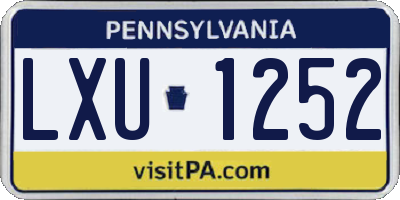 PA license plate LXU1252
