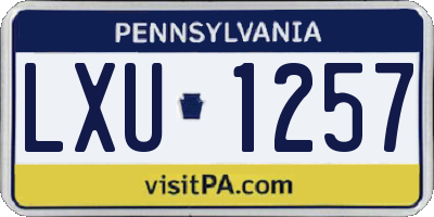 PA license plate LXU1257