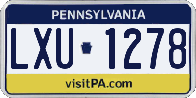 PA license plate LXU1278
