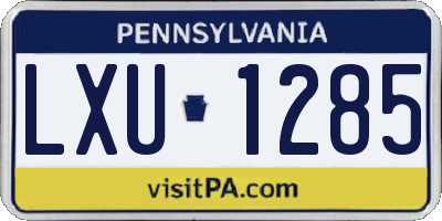 PA license plate LXU1285