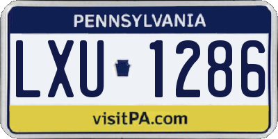 PA license plate LXU1286