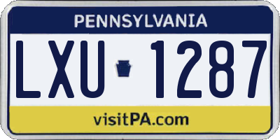 PA license plate LXU1287