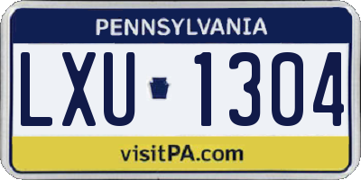 PA license plate LXU1304