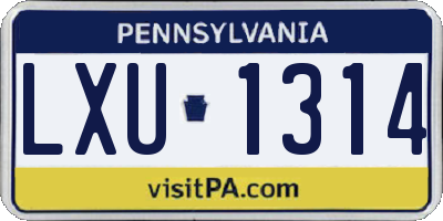 PA license plate LXU1314