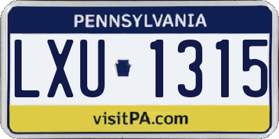 PA license plate LXU1315