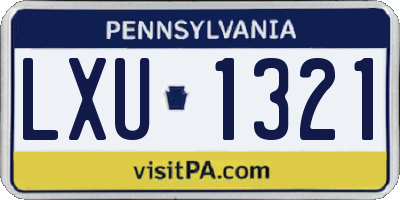 PA license plate LXU1321