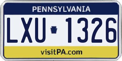 PA license plate LXU1326