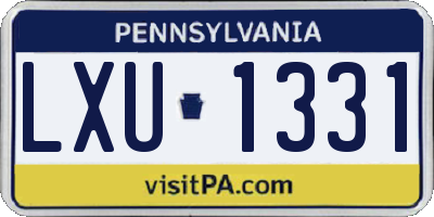PA license plate LXU1331