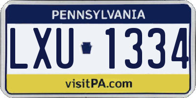 PA license plate LXU1334