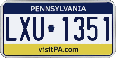 PA license plate LXU1351