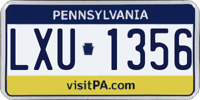 PA license plate LXU1356
