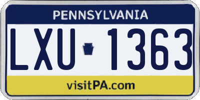 PA license plate LXU1363