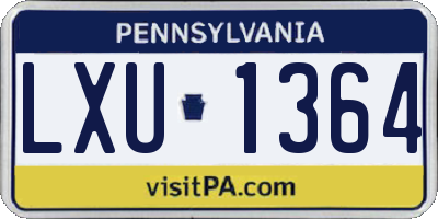 PA license plate LXU1364