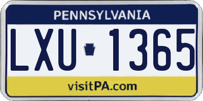PA license plate LXU1365