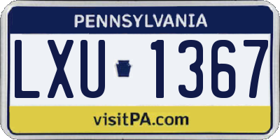 PA license plate LXU1367