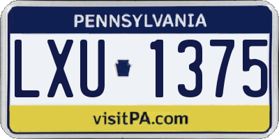 PA license plate LXU1375