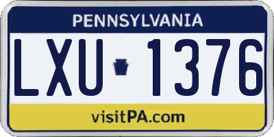 PA license plate LXU1376