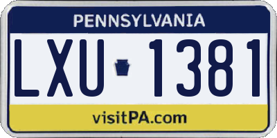 PA license plate LXU1381