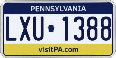 PA license plate LXU1388