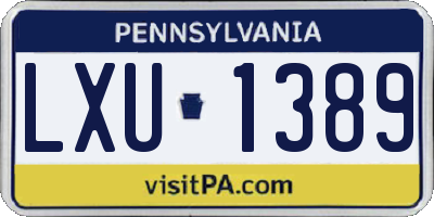 PA license plate LXU1389