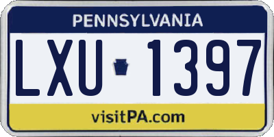 PA license plate LXU1397
