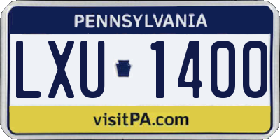 PA license plate LXU1400