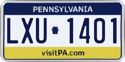 PA license plate LXU1401