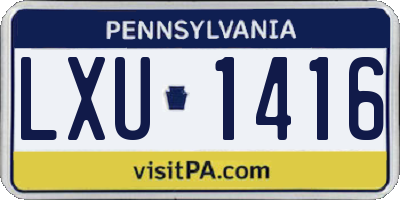 PA license plate LXU1416