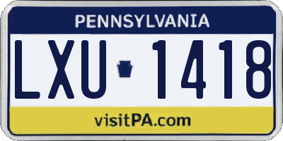 PA license plate LXU1418