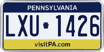 PA license plate LXU1426