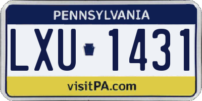 PA license plate LXU1431