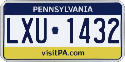 PA license plate LXU1432