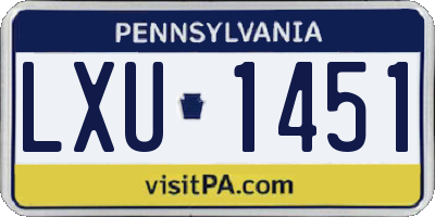 PA license plate LXU1451