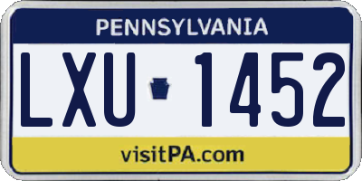 PA license plate LXU1452