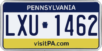 PA license plate LXU1462