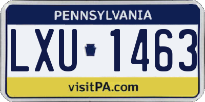 PA license plate LXU1463