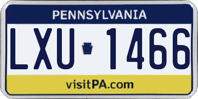 PA license plate LXU1466