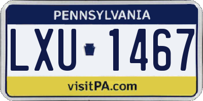 PA license plate LXU1467
