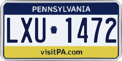PA license plate LXU1472
