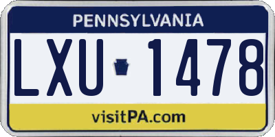 PA license plate LXU1478