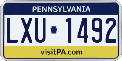 PA license plate LXU1492