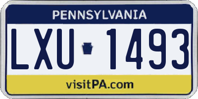 PA license plate LXU1493