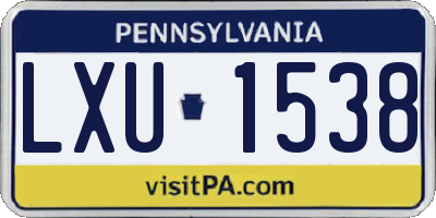 PA license plate LXU1538