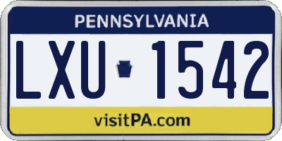 PA license plate LXU1542