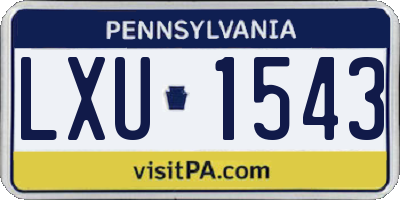 PA license plate LXU1543