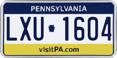 PA license plate LXU1604
