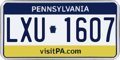 PA license plate LXU1607