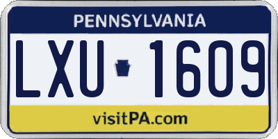 PA license plate LXU1609