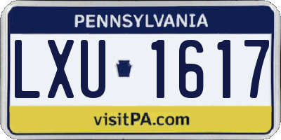 PA license plate LXU1617